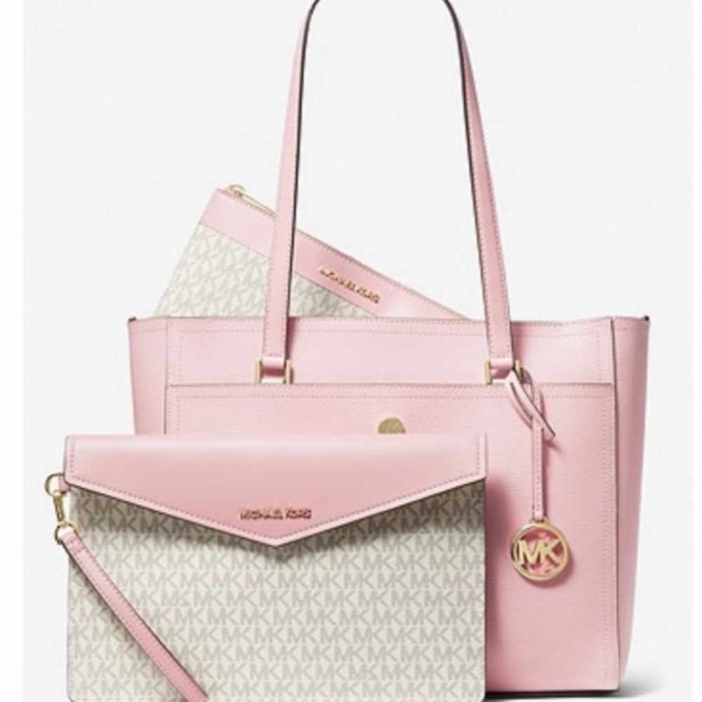 MICHAEL KORSMaisie Large Pebbled Leather 3-in-1 Tote Bag Powder Blush Pink